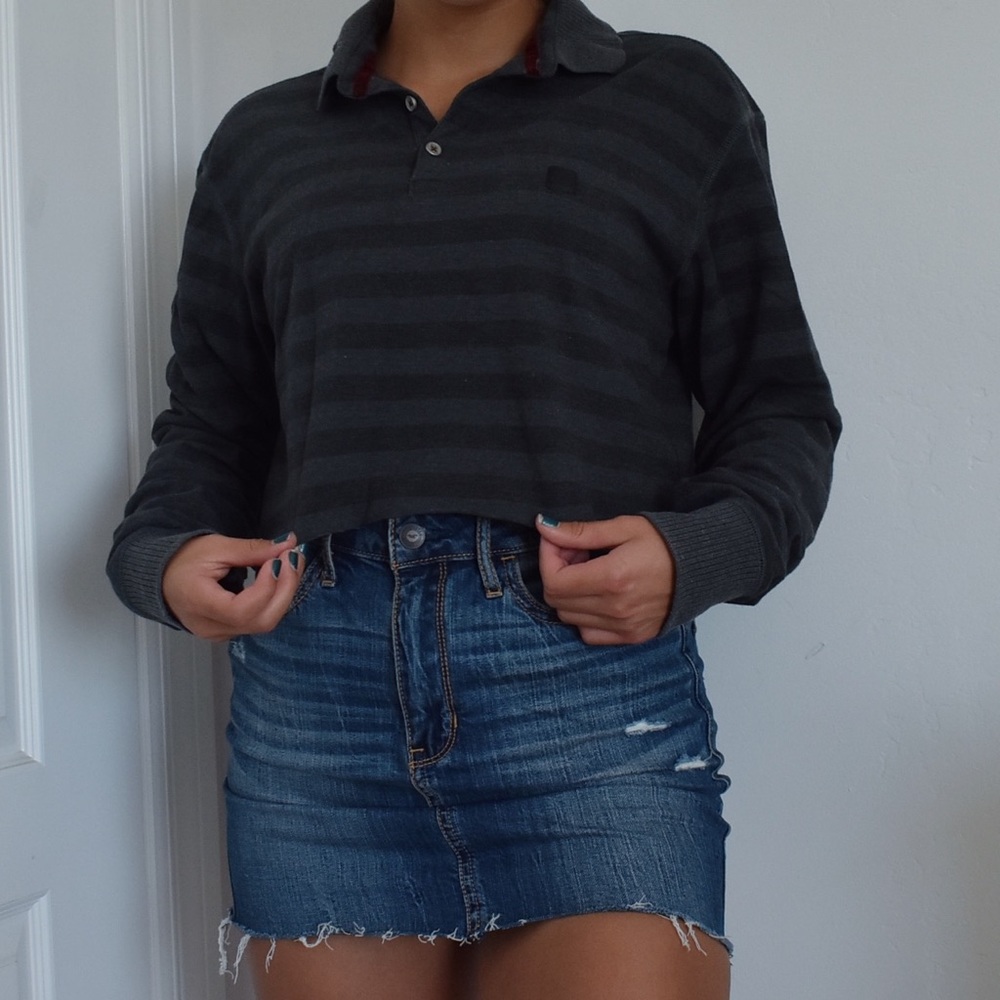 Vintage Velez Gray Striped Pullover Top